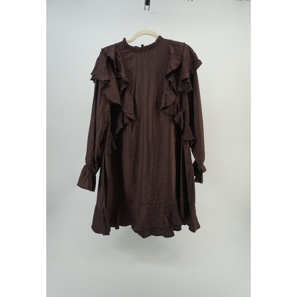 NWTโ Vero Moda Flounce Dress Ruffle Romantic Victorian Dark Academia Brown Small